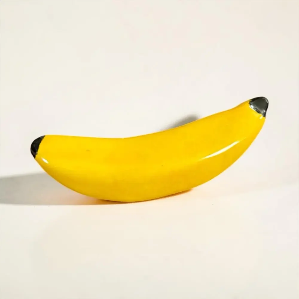 1970s Banana Brooch Yellow Ceramic Fruit Pin Deadstock Kitsch Pop Art